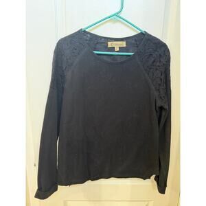 democracy womens black lace top Sz M